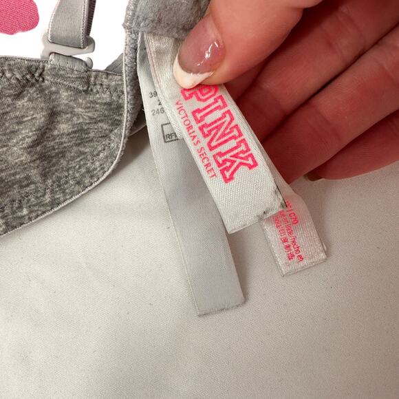 Pink Victoria's Secret Wear Everywhere Push-Up Grey Padded Bra Size 32C - Picture 5 of 6